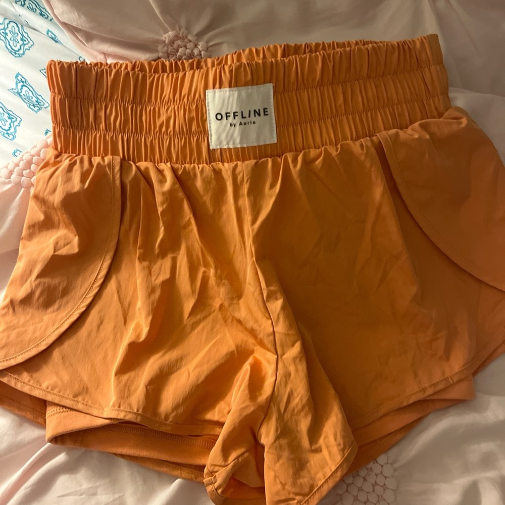 Aerie Orange Athletic Shorts with Elastic Waistband